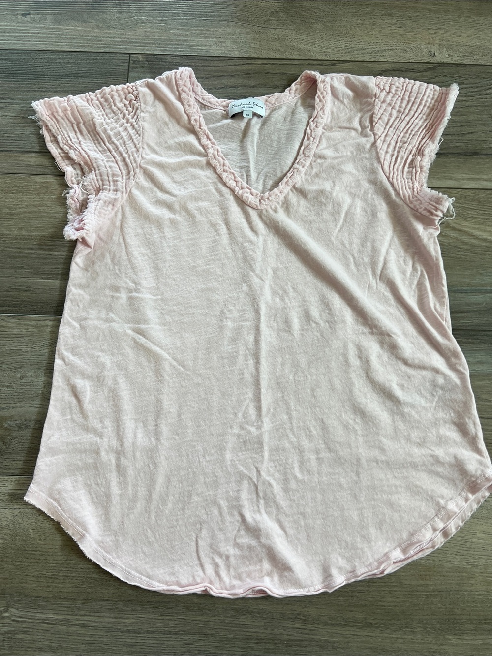 Michael Stars Light Pink V-Neck Short Sleeve Top